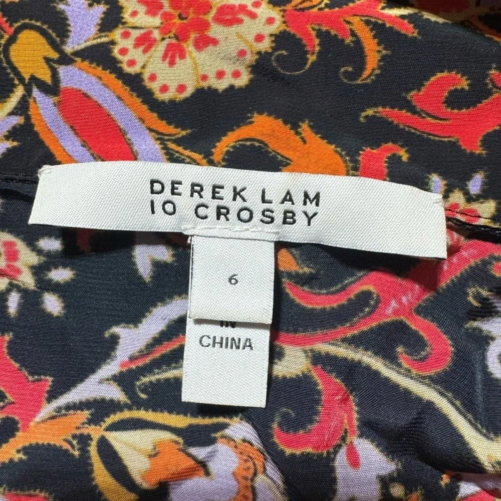 Derek Lam 10 Crosby‎ Paisley Floral Pajama Top Long Sleeve Button Women's Size 6